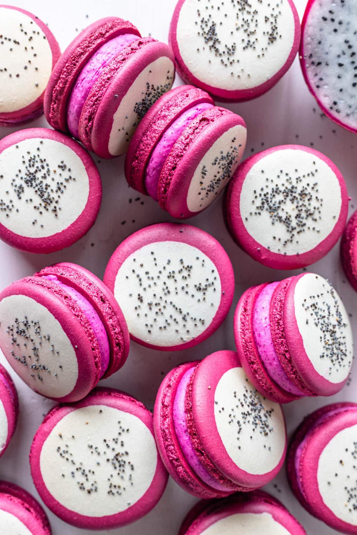 Dragonfruit macaroons