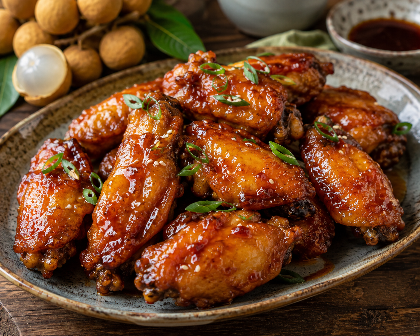 Crispy Longan-Glazed Chicken Wings