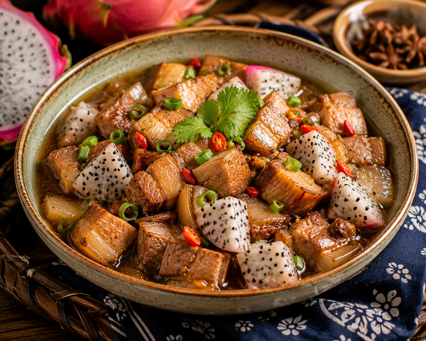 🍲 Dragonfruit Pork Stew (Sweet-Savory Comfort Style)