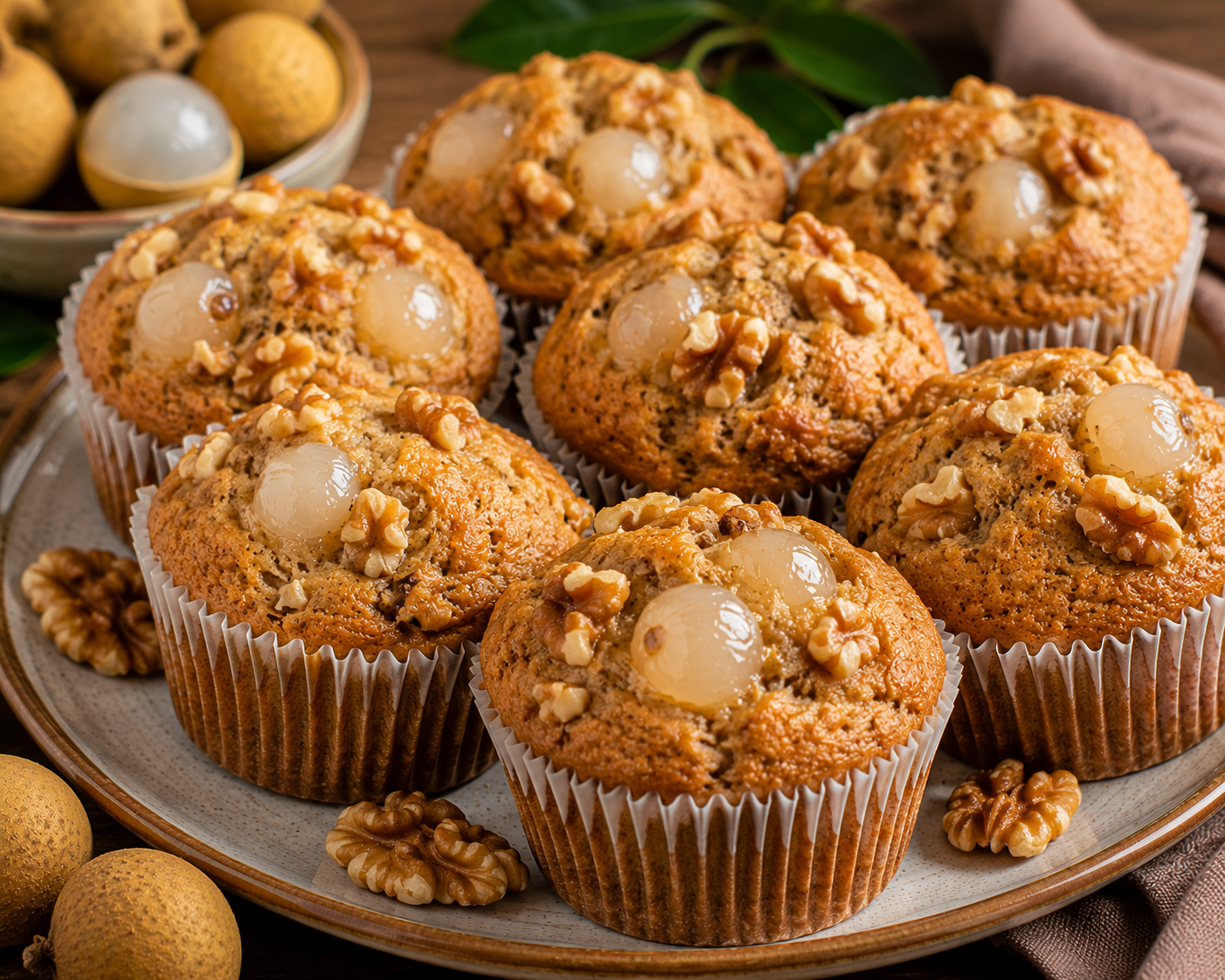 Longan walnut muffins