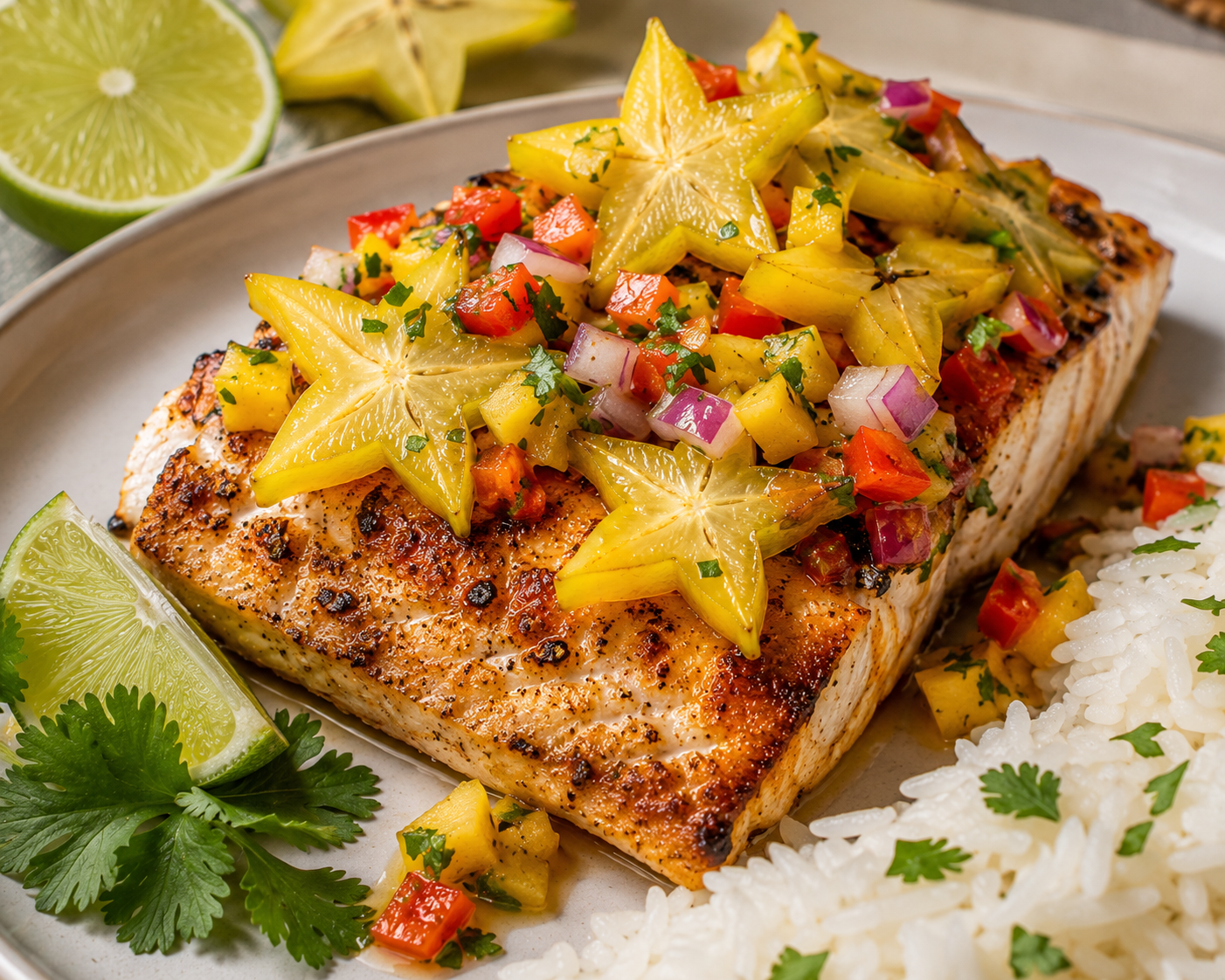 Coconut-Lime Mahi-Mahi with Fresh Star Fruit Salsa
