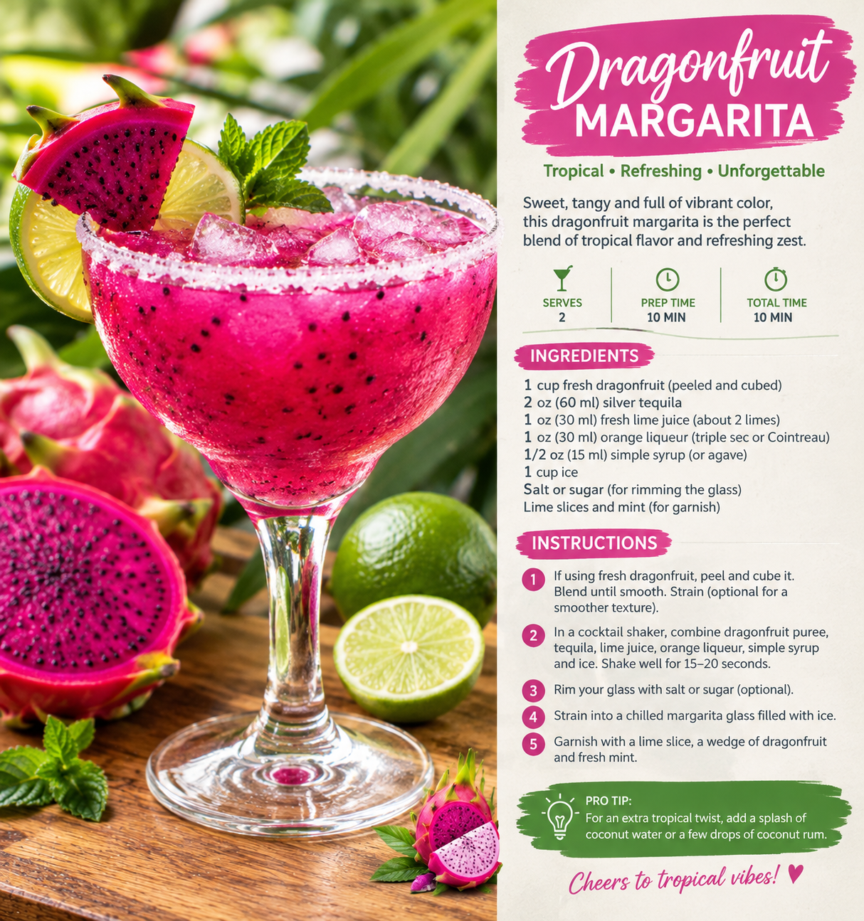 A great cocktail recipe using Dragonfruit