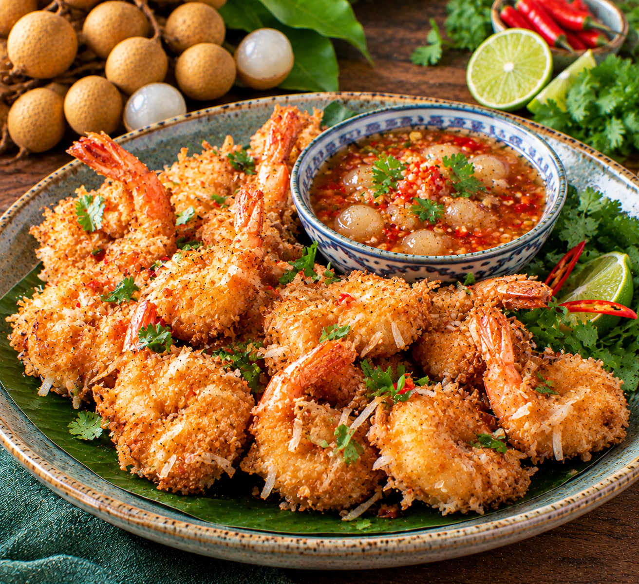 Crispy Coconut Shrimp with Longan Chili Sauce
