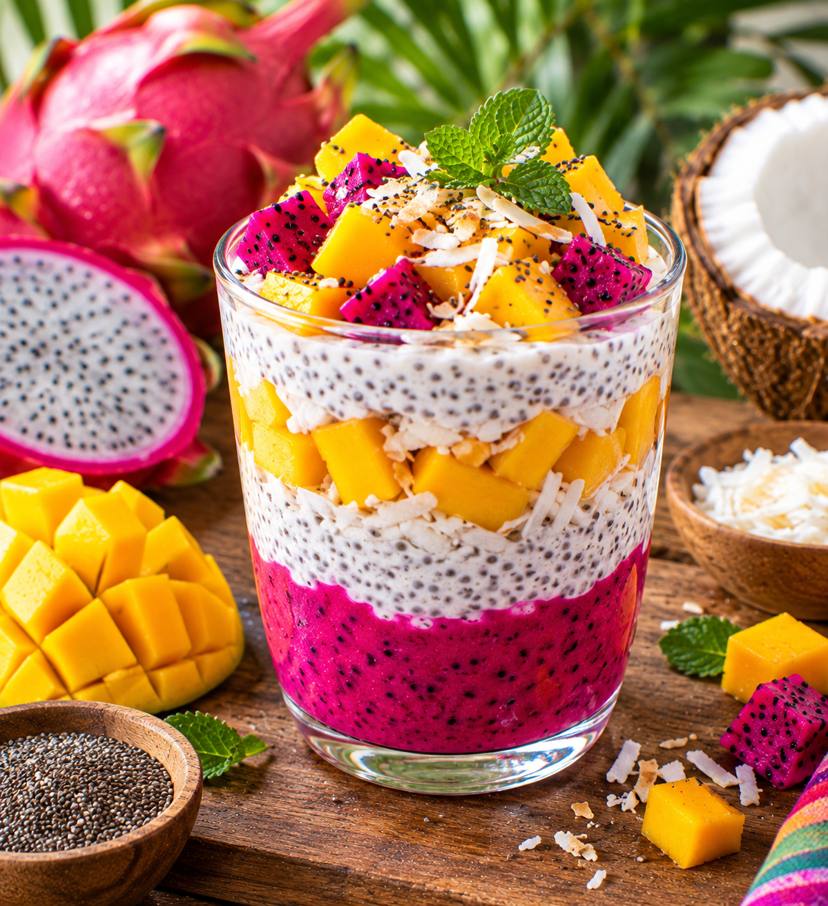 Dragonfruit Mango Coconut Parfait