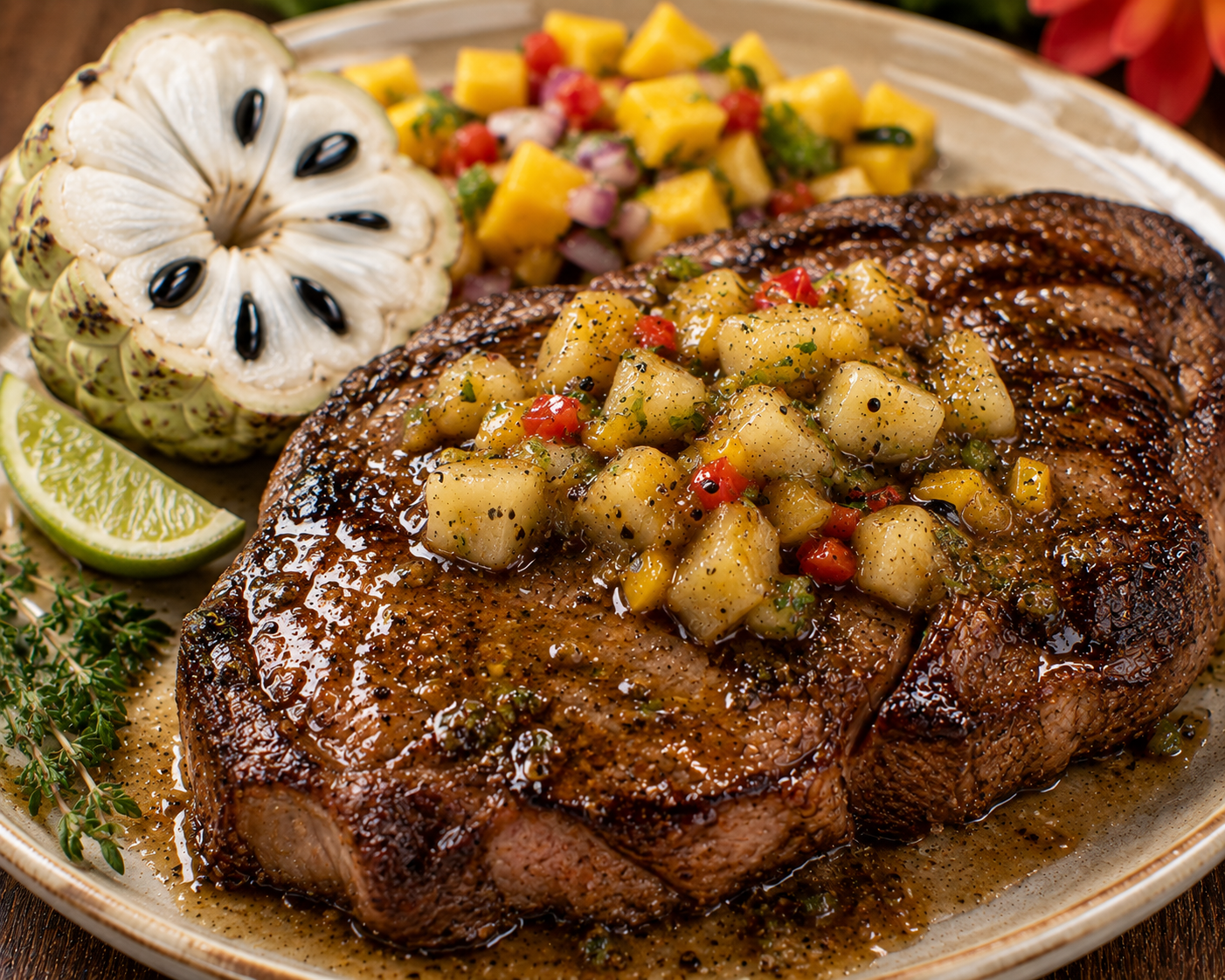 Caribbean Sugar Apple Glazed Ribeye