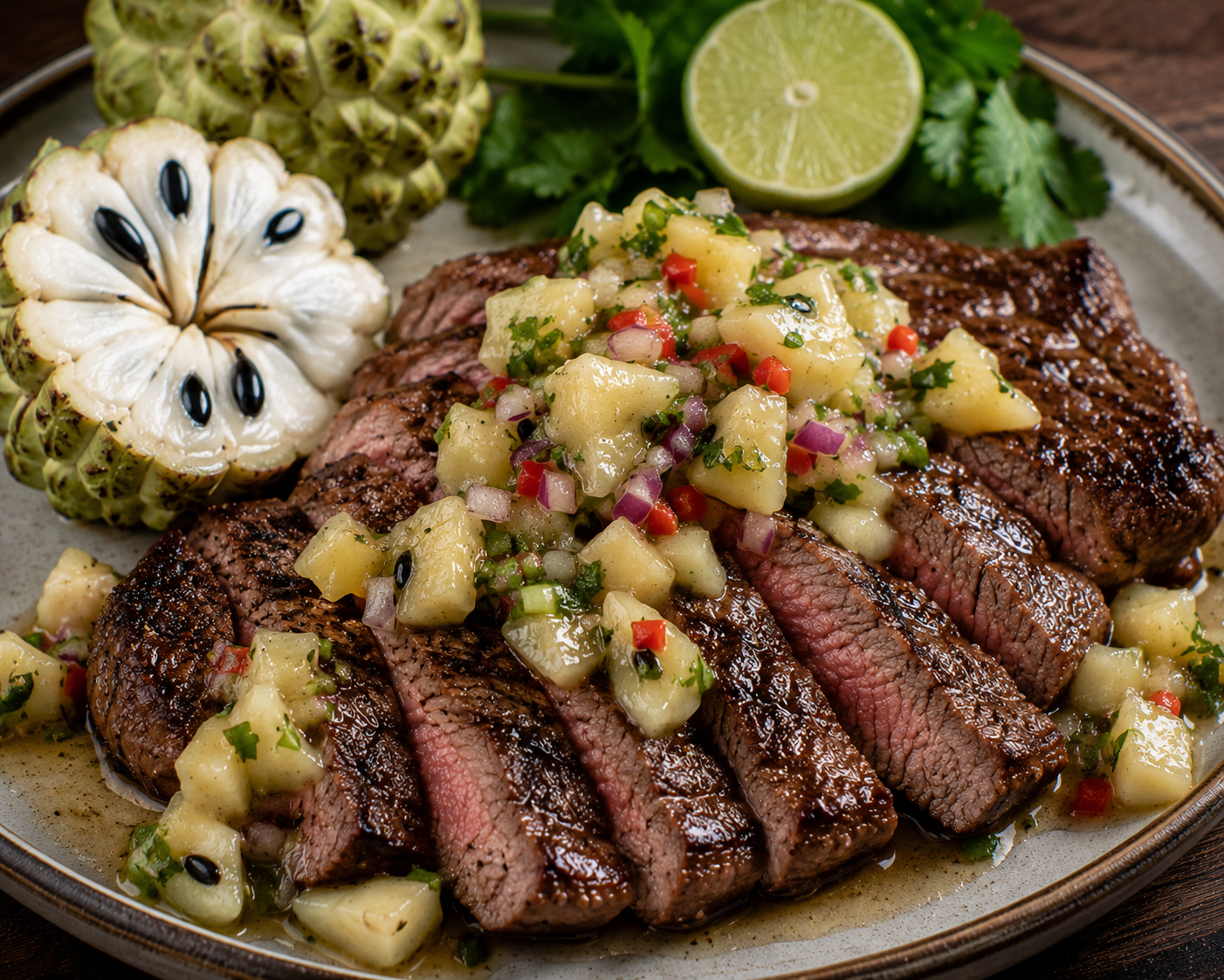 Sugar Apple Salsa Steak (Serves 2–3)