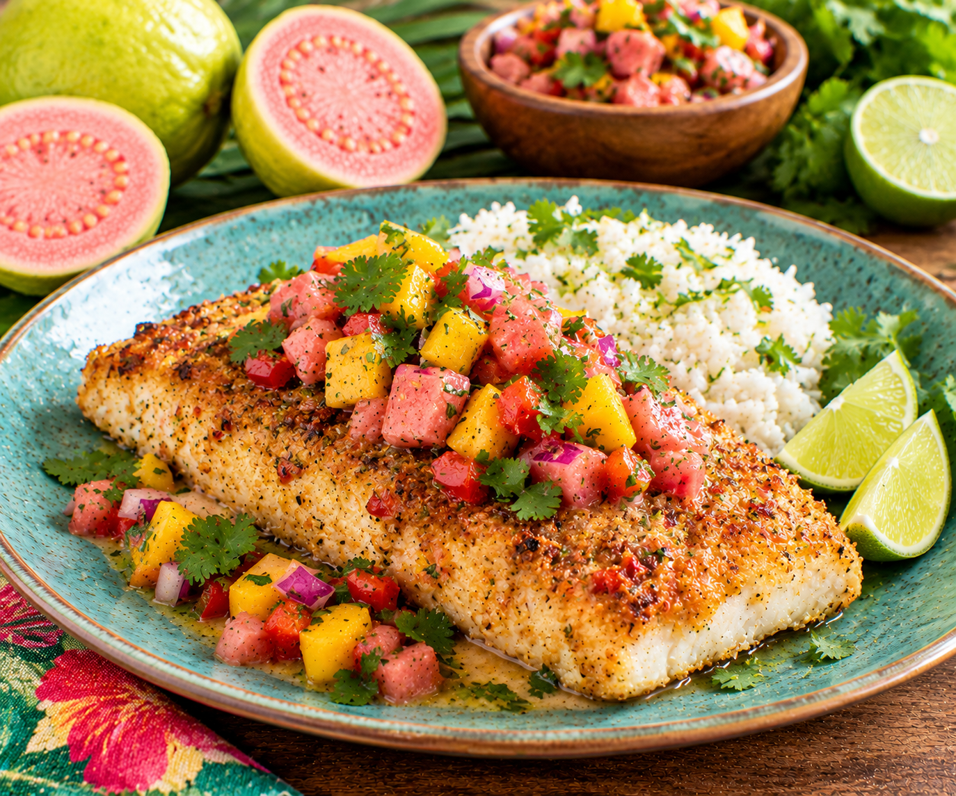 Guava-Crusted Mahi-Mahi with Tropical Guava Salsa