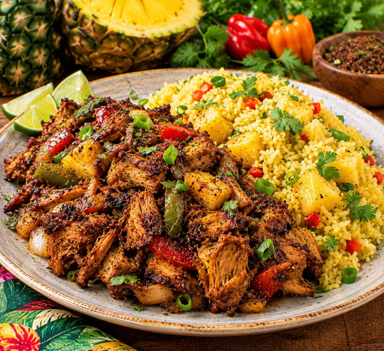 Jamaican Jerk Jackfruit with Pineapple Rice