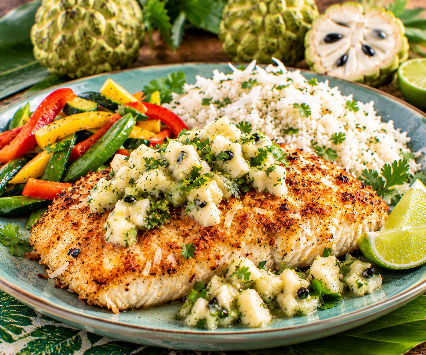 Sugar Apple Coconut-Crusted Mahi-Mahi